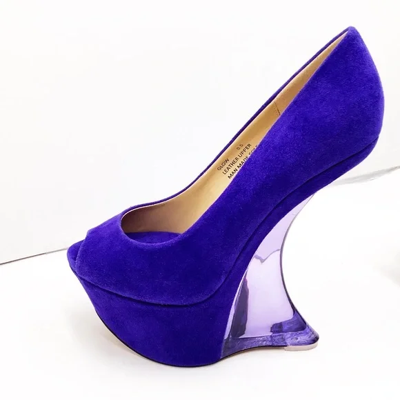 🆕Zigi Girl} GLOW Peep Toe Plexiglass Wedge Shoe - Picture 10 of 13